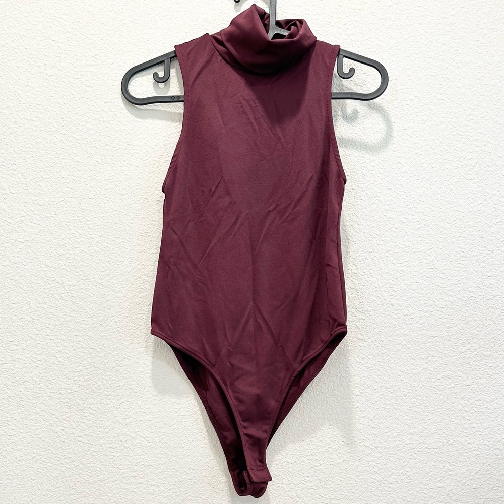 NWT! ZARA Maroon Turtle Neck Sleeveless Bodysuit!